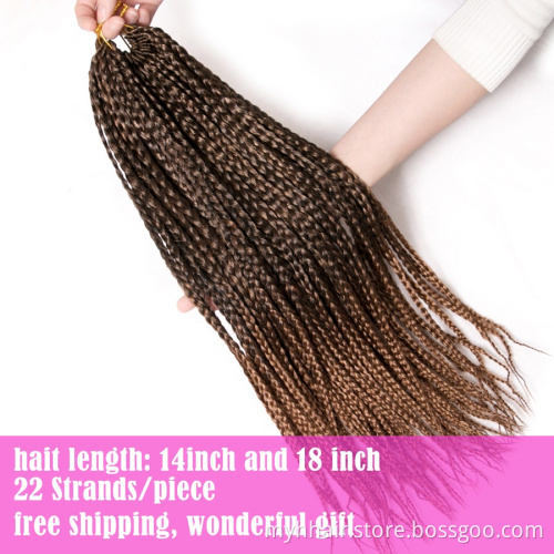 Box Braids Hair ombre Crochet Hair Extensions 22 roots/pack synthetic braiding brown blond,black color 18 Inch Crochet Braids